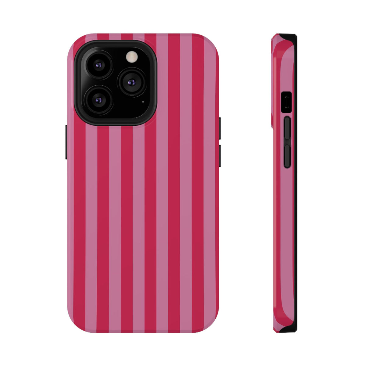 Raspberry Stripe protective phone case for iPhone 13 Pro, glossy finish
