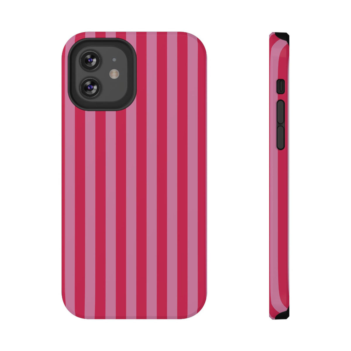 Raspberry Stripe protective phone case for iPhone 12, glossy finish