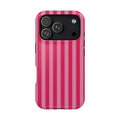 Raspberry Stripe MagSafe case for iPhone 18 Pro, glossy finish