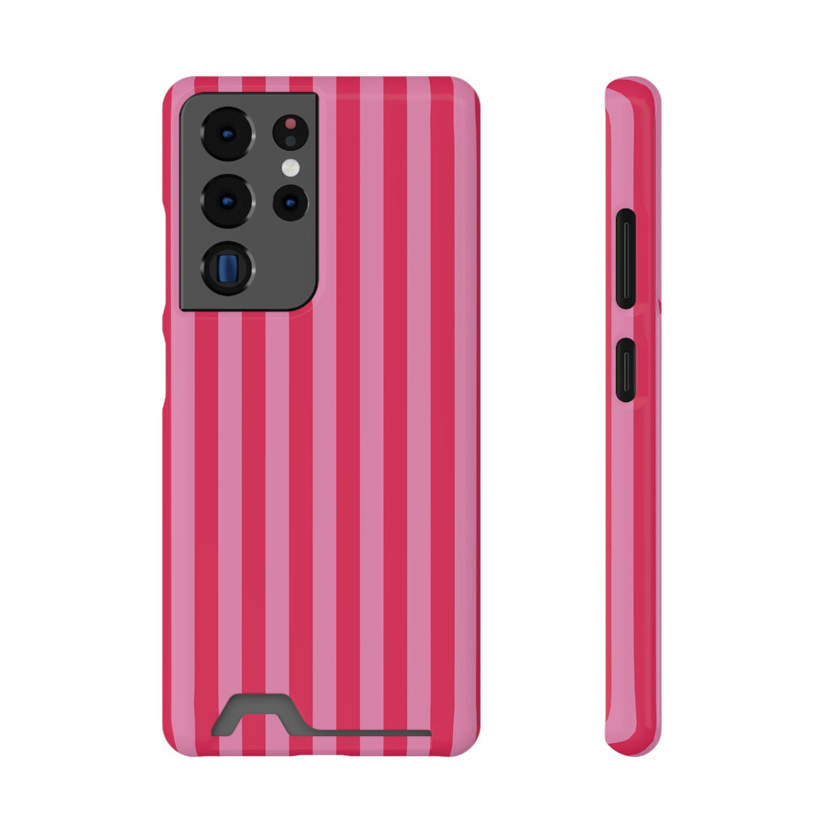 Raspberry Stripe phone case with card holder for Samsung Galaxy S22 Plus, glossy finish