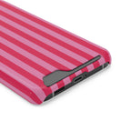 Raspberry Stripe phone case with card holder, close-up of the card slot