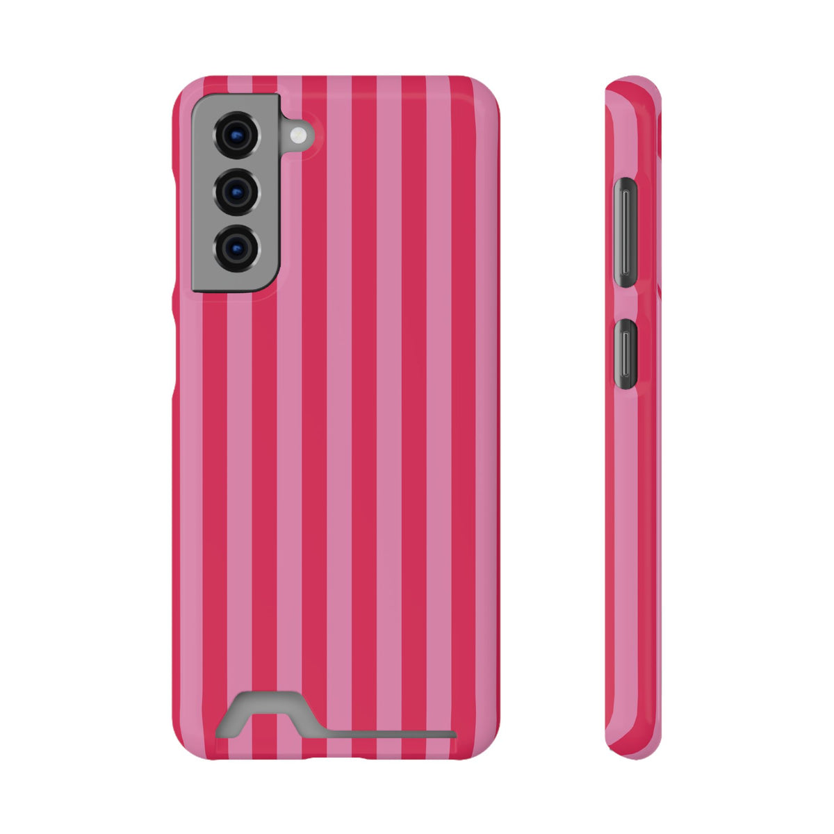 Raspberry Stripe phone case with card holder for Samsung Galaxy S21, glossy finish