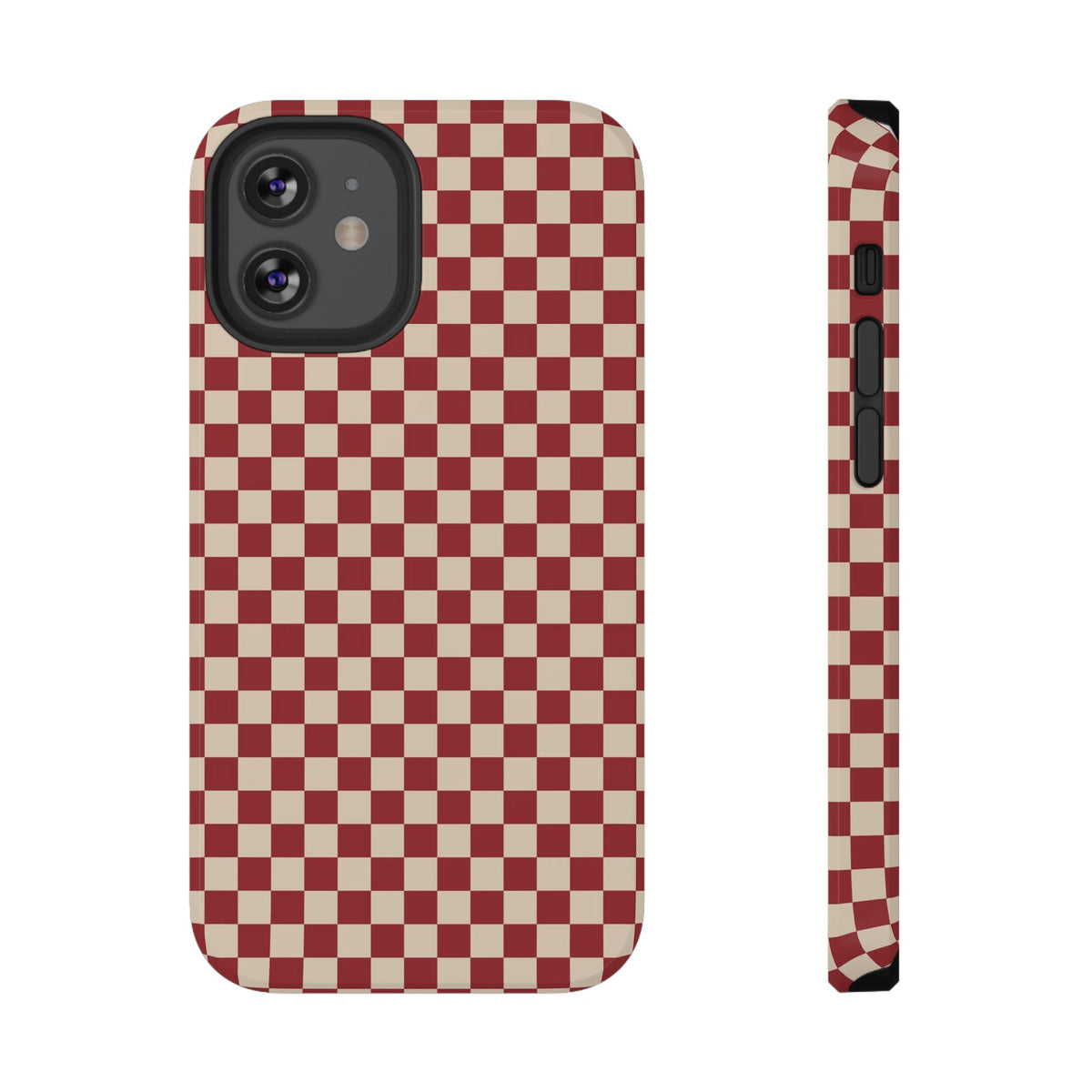 Red Checkered protective phone case for iPhone 12 Mini, glossy finish