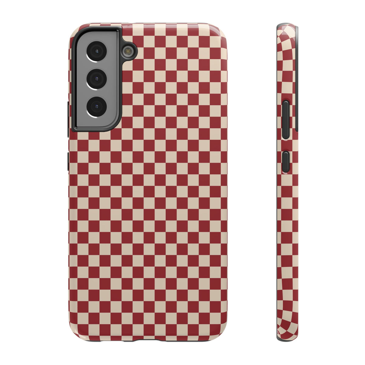 Red Checkered protective phone case for Samsung Galaxy S22 Plus, glossy finish