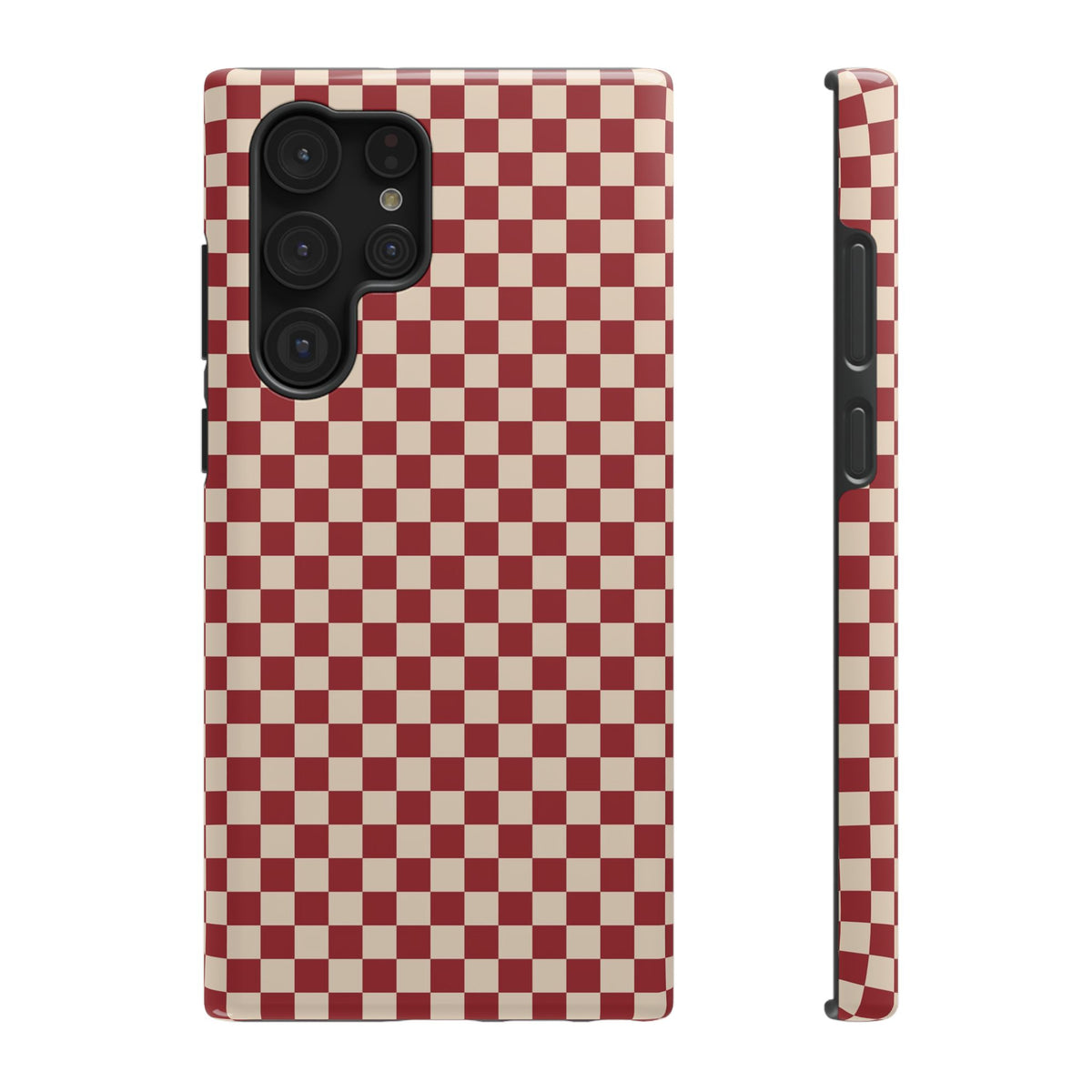 Red Checkered protective phone case for Samsung Galaxy S22 Ultra, glossy finish