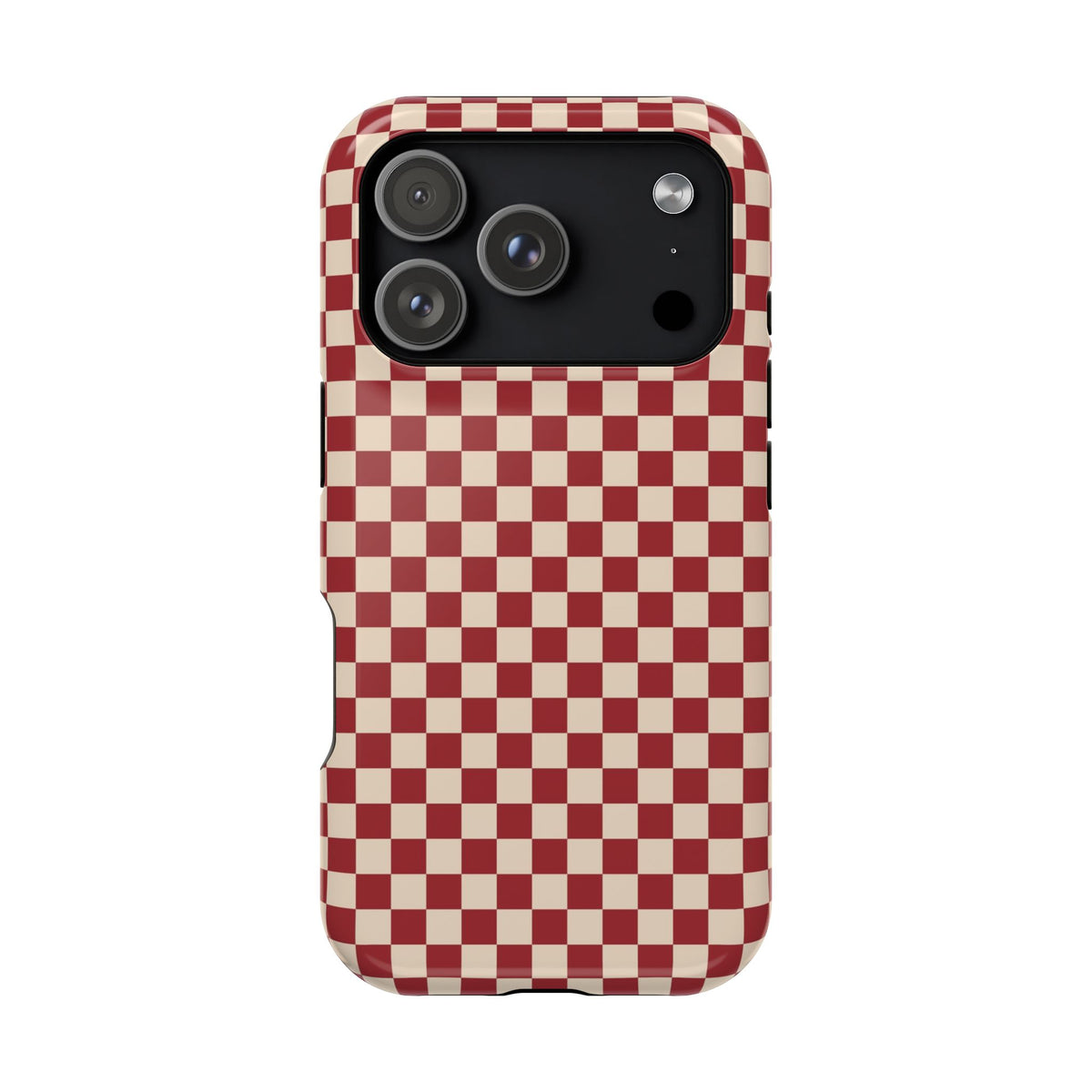 Red Checkered protective phone case for iPhone 17 Pro, glossy finish