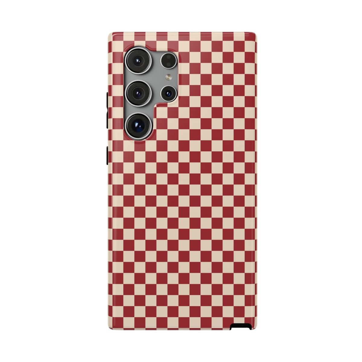 Red Checkered protective phone case for Samsung Galaxy S24 Ultra, glossy finish