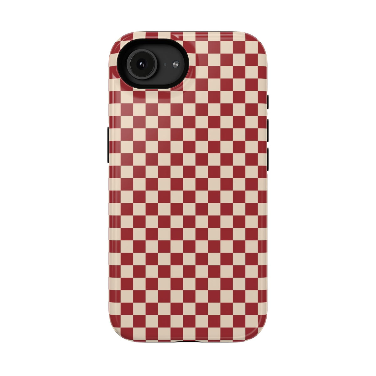 Red Checkered protective phone case for iPhone 16e, matte finish