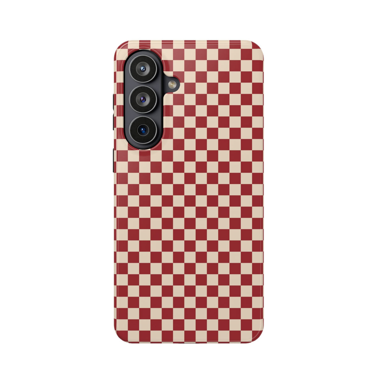 Red Checkered protective phone case for Samsung Galaxy S26 Plus, glossy finish