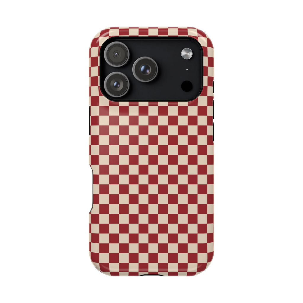 Red Checkered MagSafe case for iPhone 18 Pro, glossy finish
