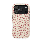 Red Ditsy Floral protective phone case for iPhone 18 Pro, glossy finish