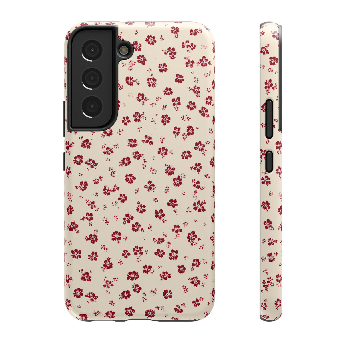 Red Ditsy Floral protective phone case for Samsung Galaxy S22, glossy finish