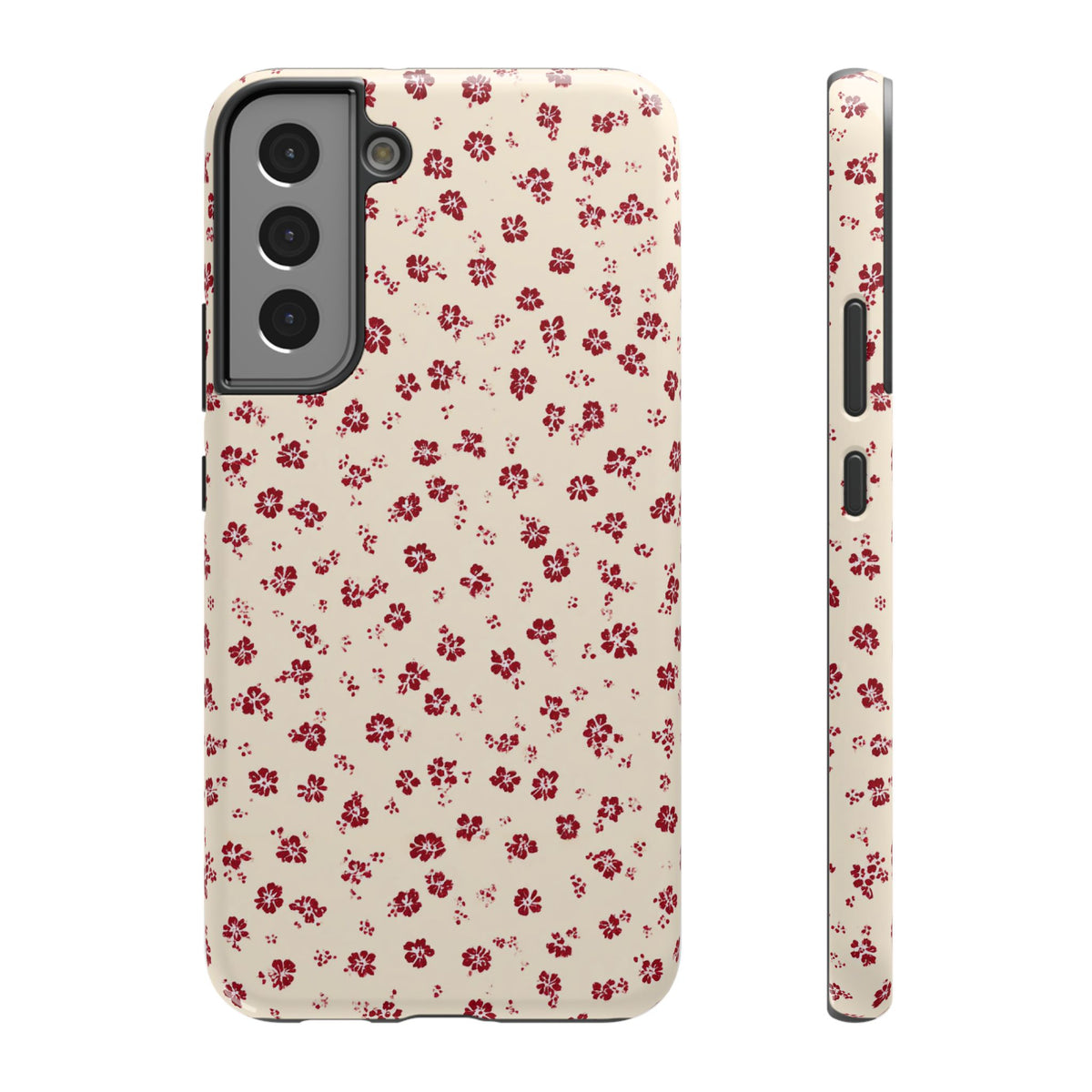 Red Ditsy Floral protective phone case for Samsung Galaxy S22 Plus, glossy finish