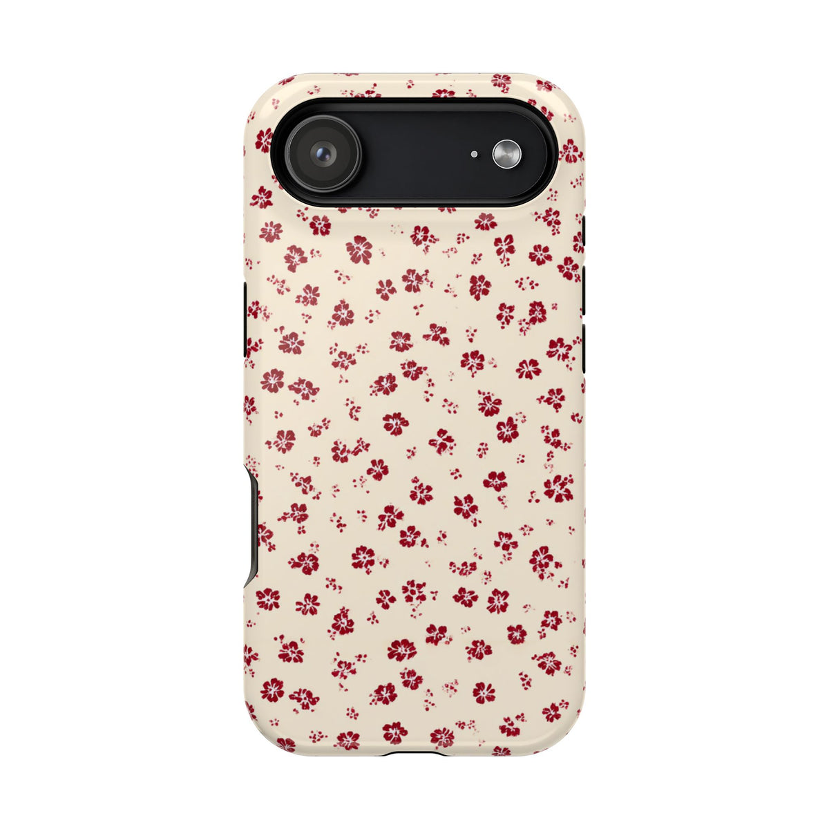 Red Ditsy Floral protective phone case for iPhone 17 Air, glossy finish