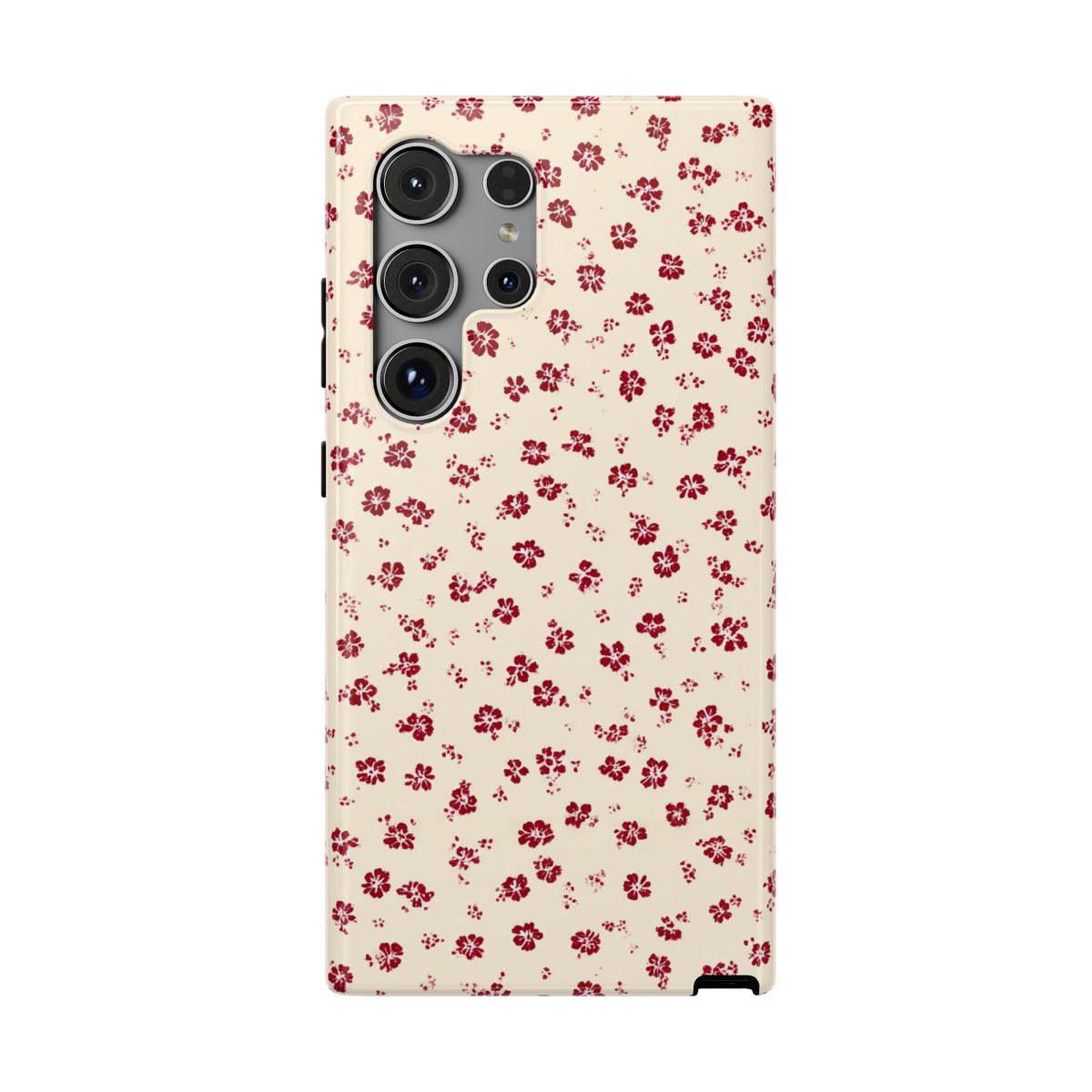 Red Ditsy Floral protective phone case for Samsung Galaxy S24 Ultra, glossy finish