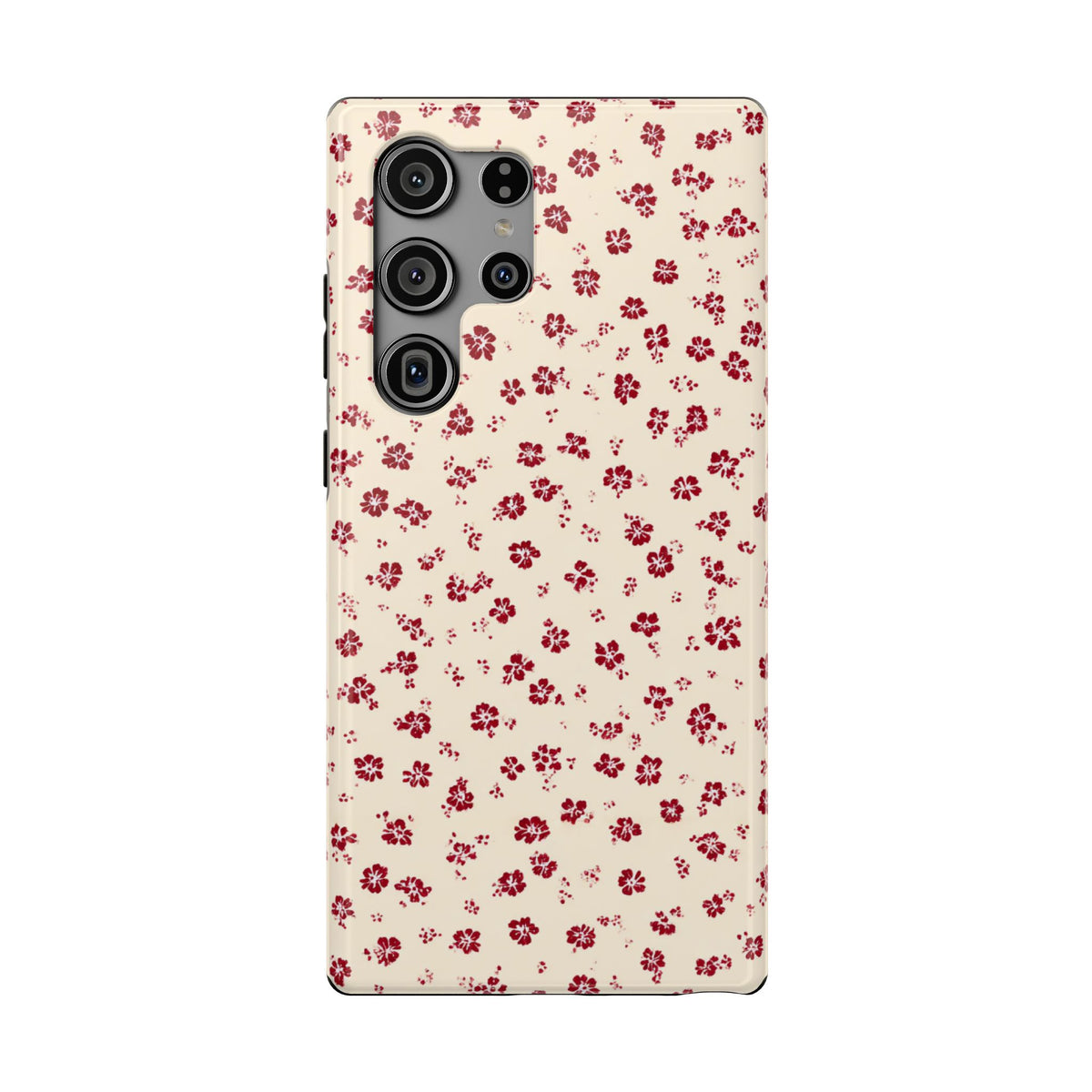 Red Ditsy Floral protective phone case for Samsung Galaxy S23 Ultra, glossy finish