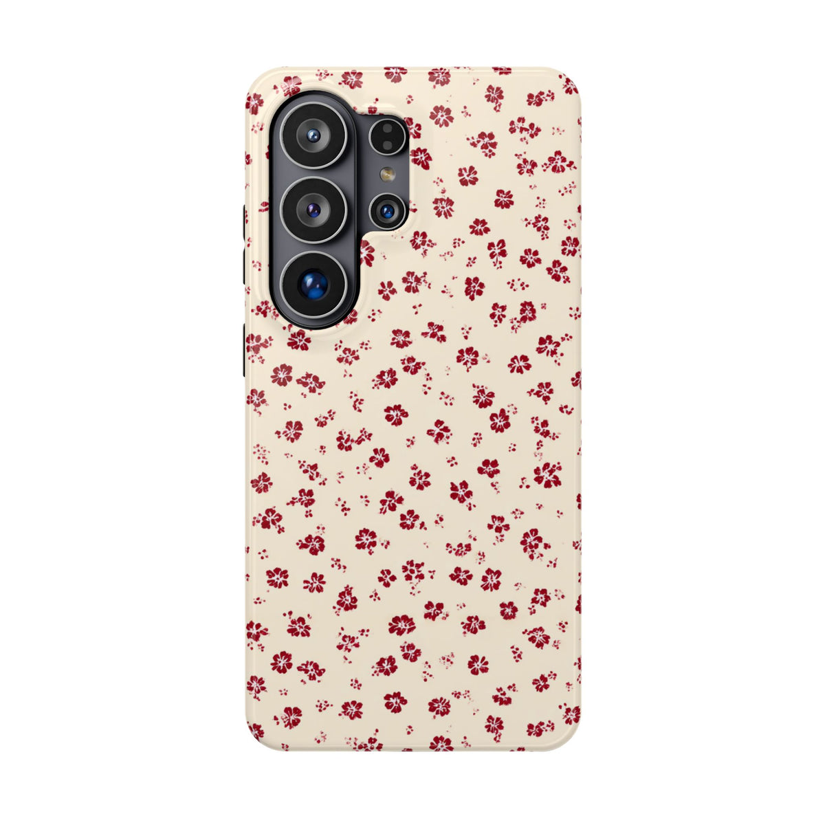 Red Ditsy Floral protective phone case for Samsung Galaxy S26 Ultra, glossy finish