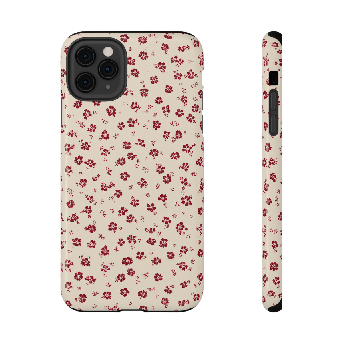 Red Ditsy Floral protective phone case for iPhone 11 Pro Max, glossy finish