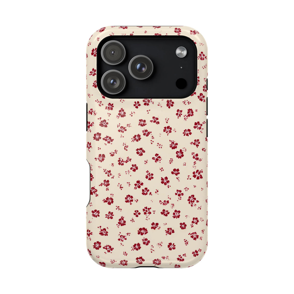 Red Ditsy Floral MagSafe case for iPhone 18 Pro, glossy finish