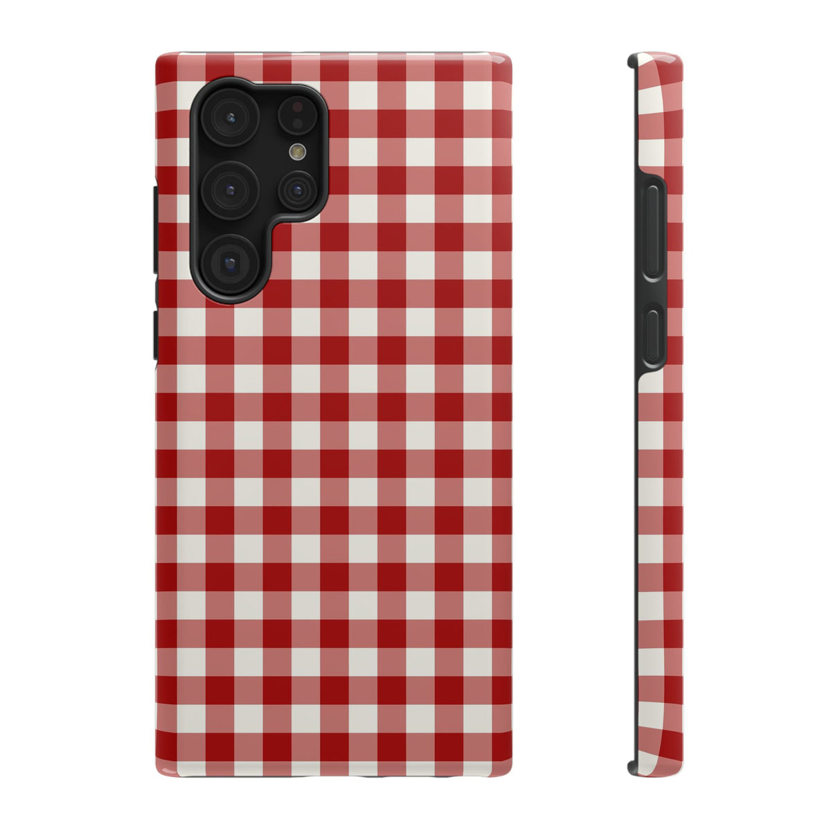 Red Gingham protective phone case for Samsung Galaxy S22 Ultra, glossy finish