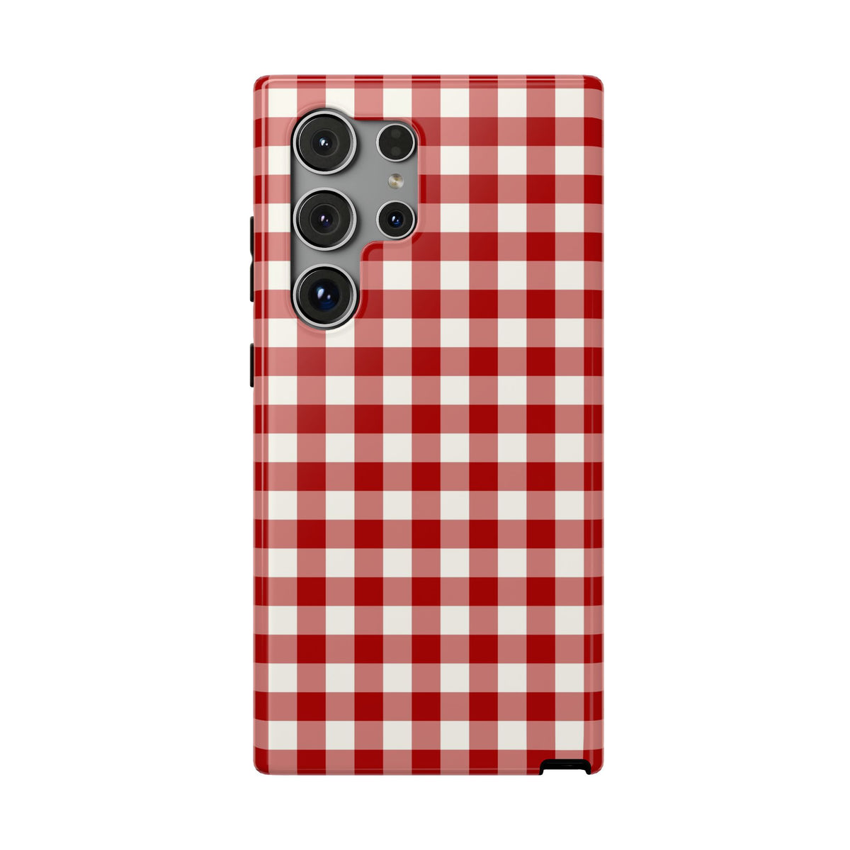 Red Gingham protective phone case for Samsung Galaxy S24 Ultra, glossy finish