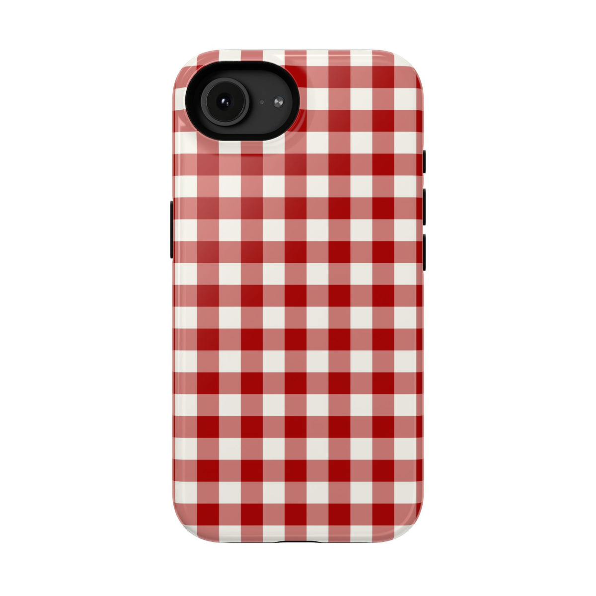 Red Gingham protective phone case for iPhone 16e, glossy finish