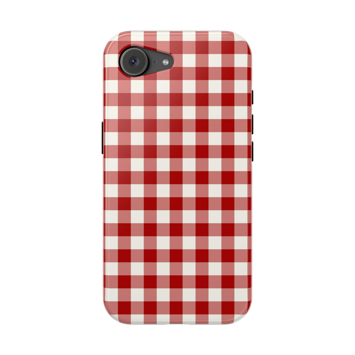 Red Gingham MagSafe case for iPhone 16e, glossy finish