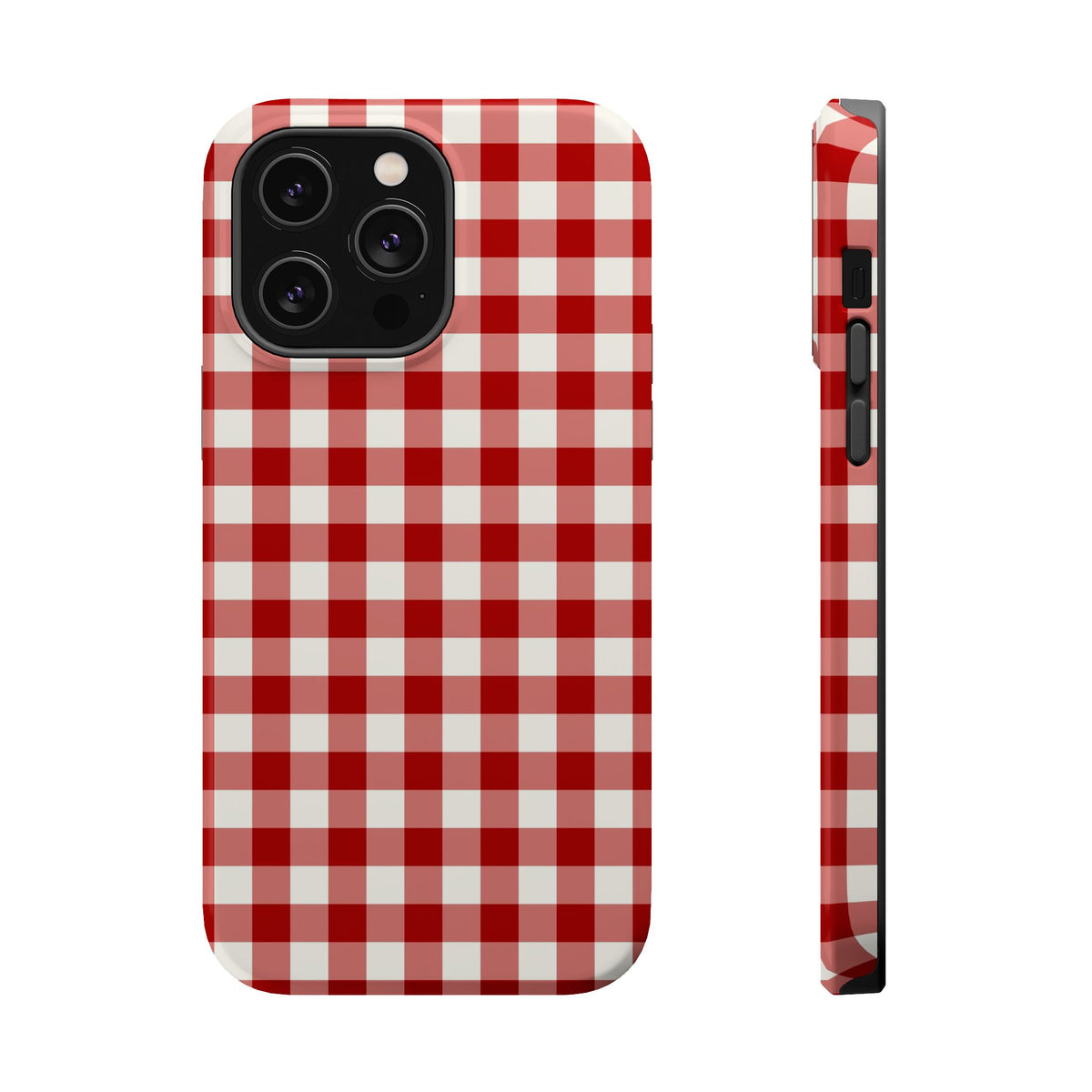 Red Gingham MagSafe case for iPhone 14 Pro Max, glossy finish