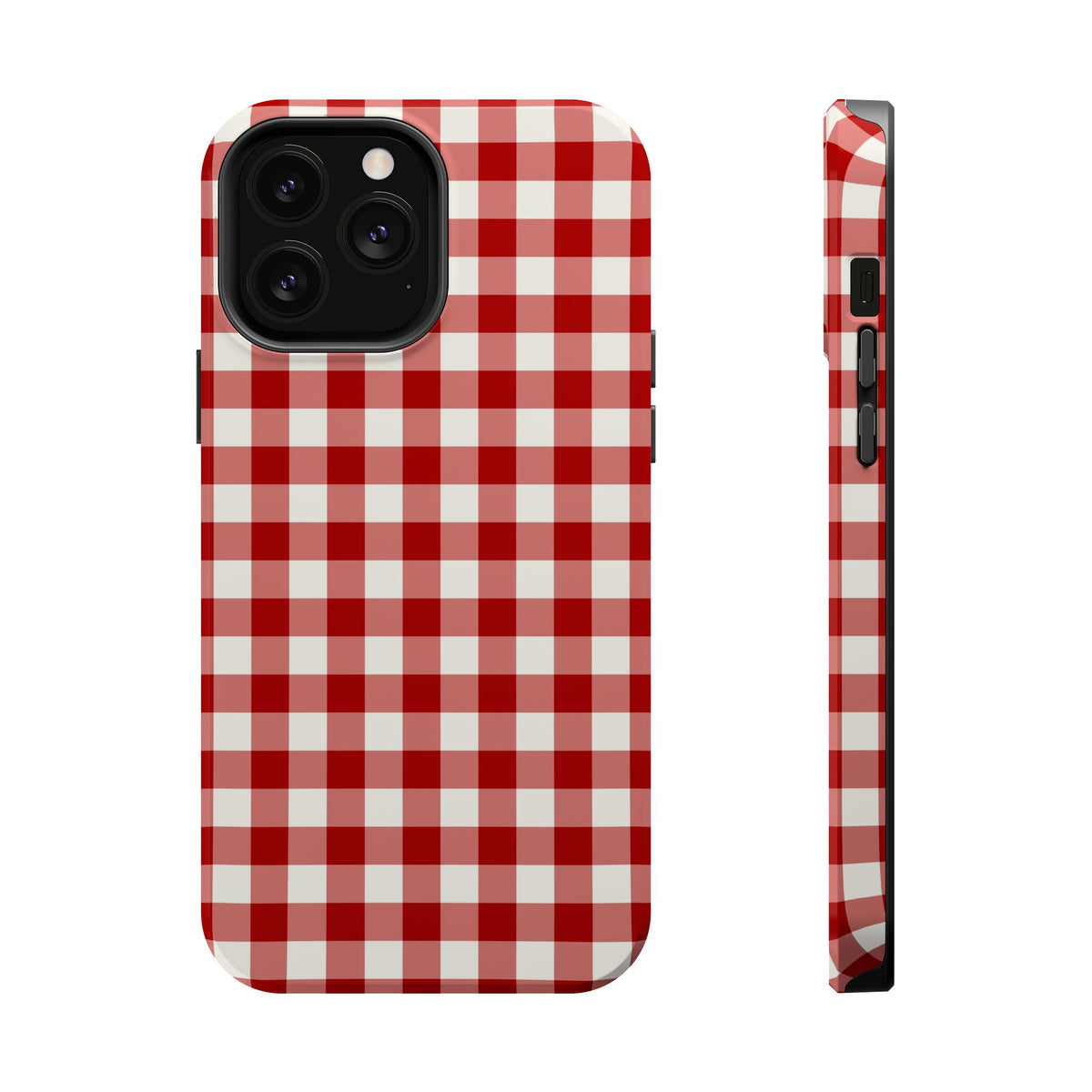 Red Gingham MagSafe case for iPhone 13 Pro Max, glossy finish