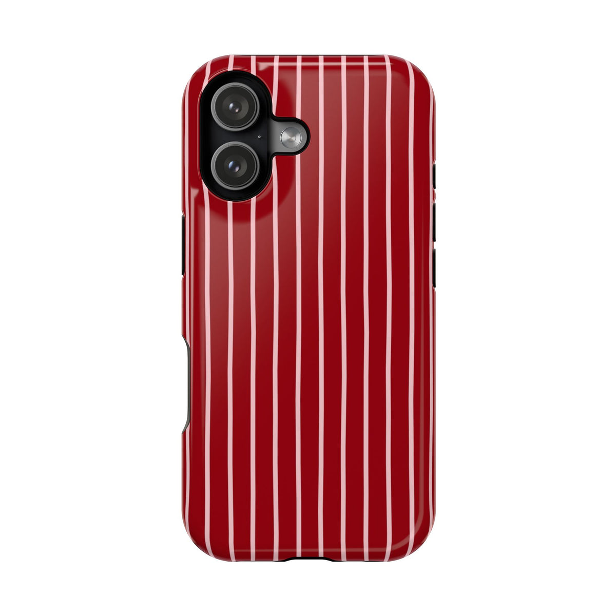 Red Pinstripe protective phone case for iPhone 17, glossy finish