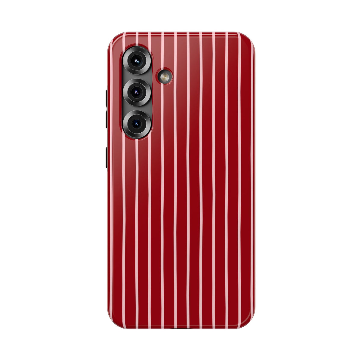 Red Pinstripe protective phone case for Samsung Galaxy S25, glossy finish