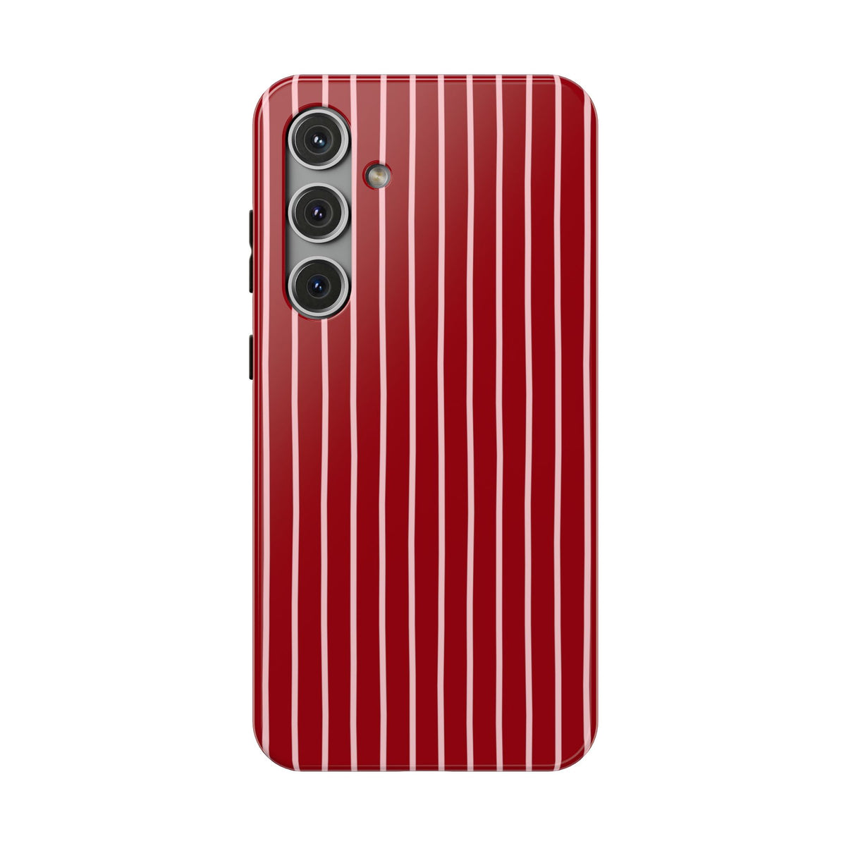 Red Pinstripe protective phone case for Samsung Galaxy S24 Plus, glossy finish