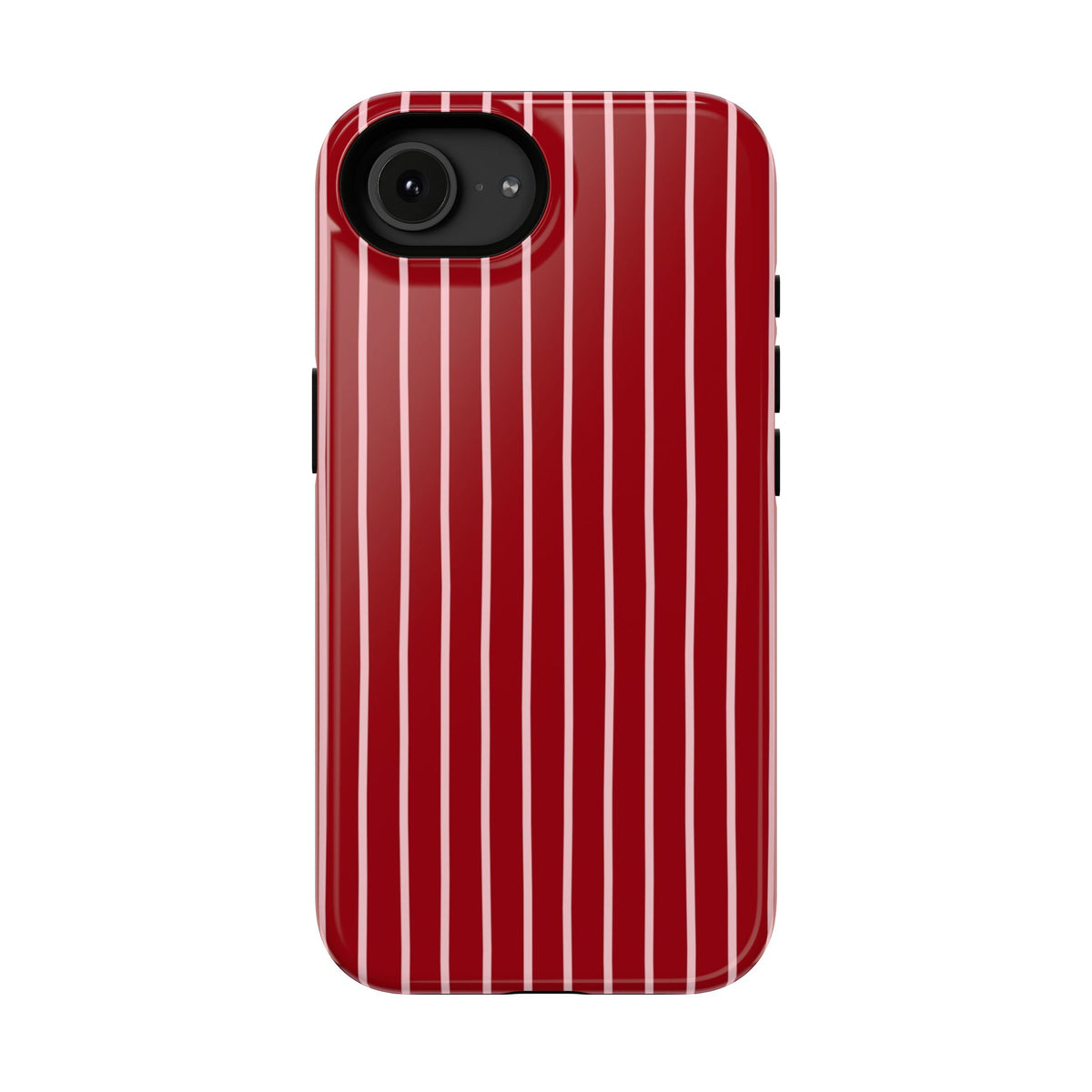 Red Pinstripe protective phone case for iPhone 16e, glossy finish
