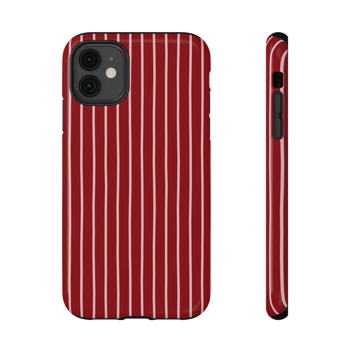 Red Pinstripe protective phone case for iPhone 11, glossy finish