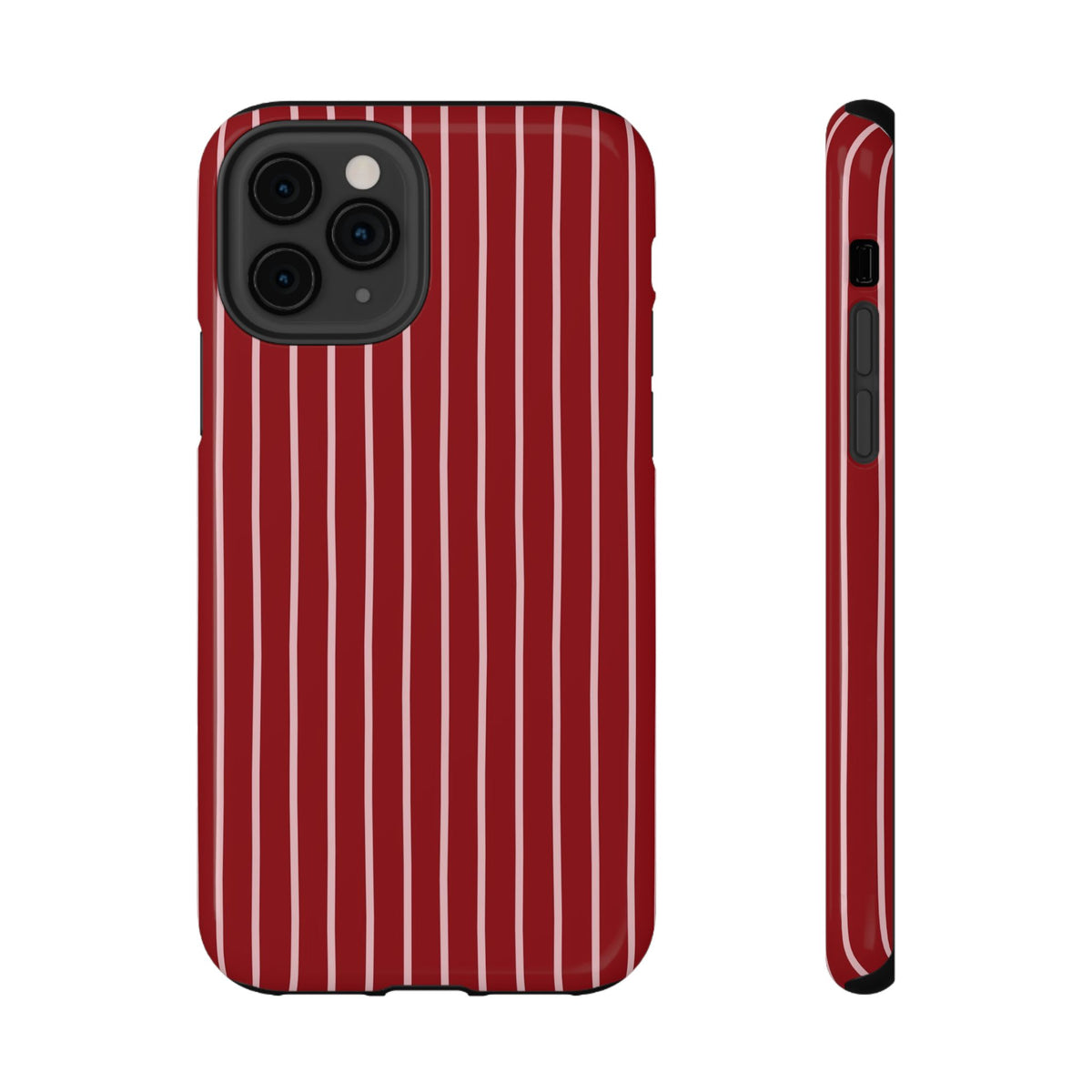 Red Pinstripe protective phone case for iPhone 11 Pro, glossy finish