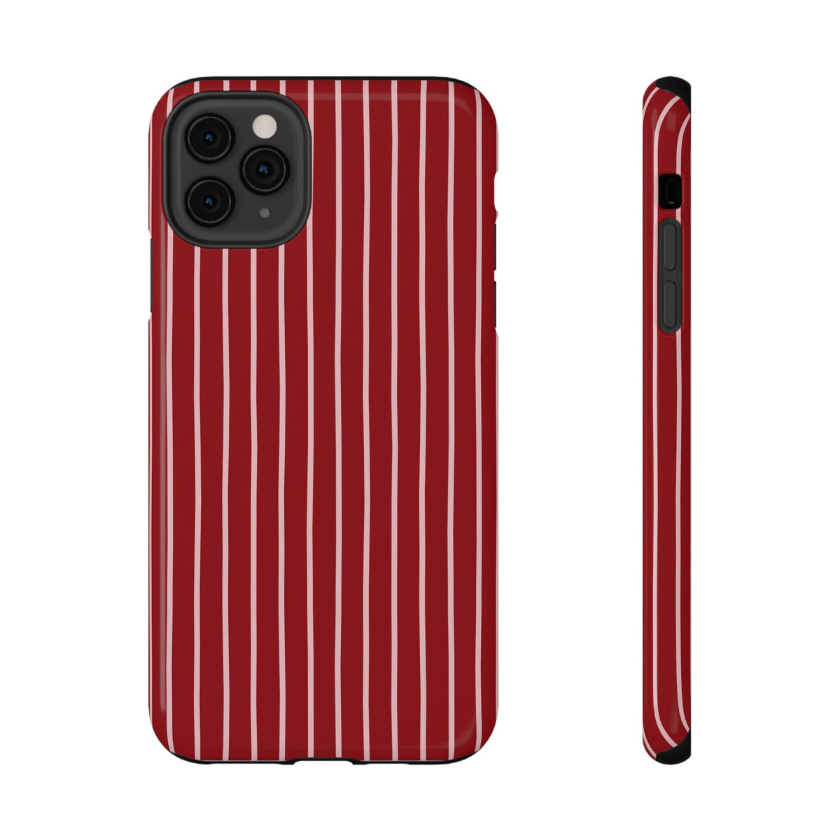 Red Pinstripe protective phone case for iPhone 11 Pro Max, glossy finish