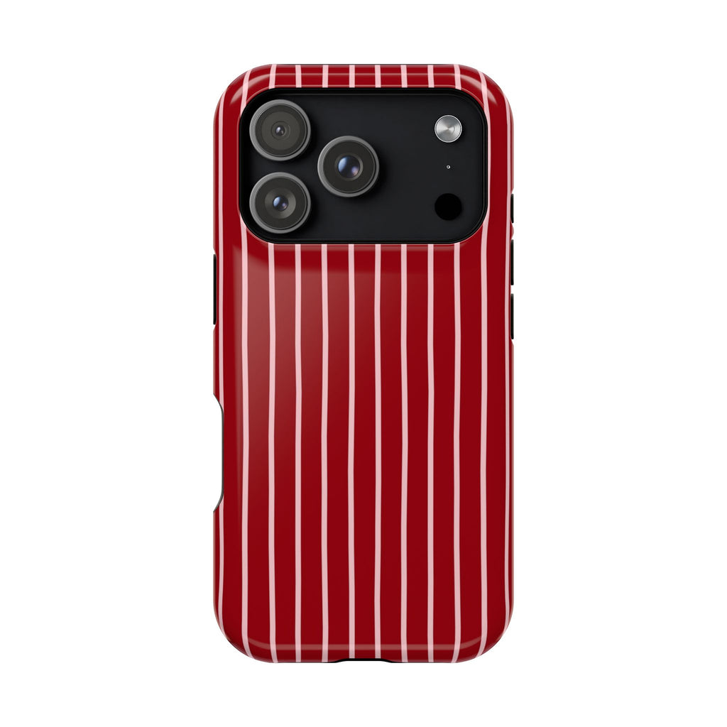 Red Pinstripe MagSafe case for iPhone 18 Pro, glossy finish