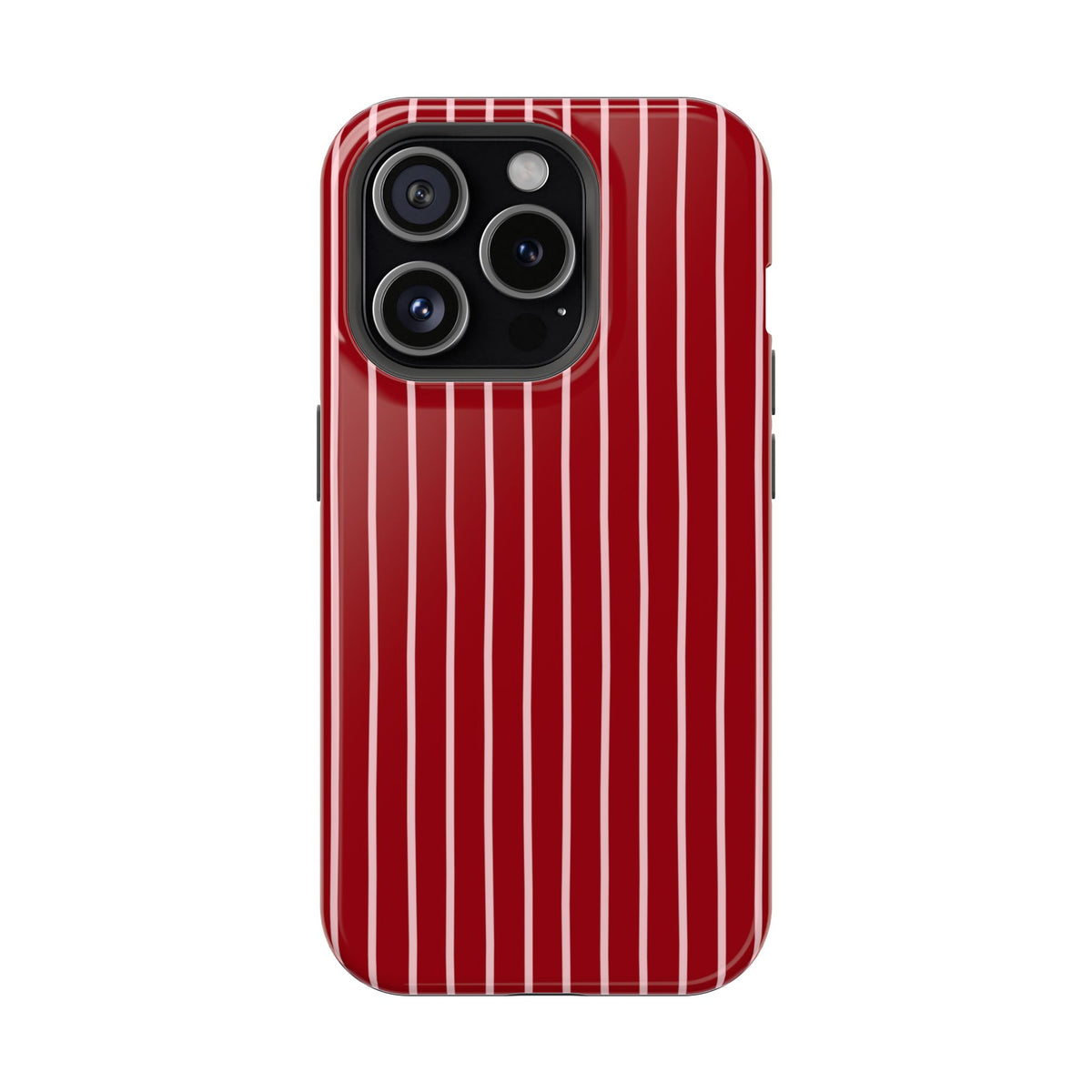 Red Pinstripe MagSafe case for iPhone 15 Pro, glossy finish