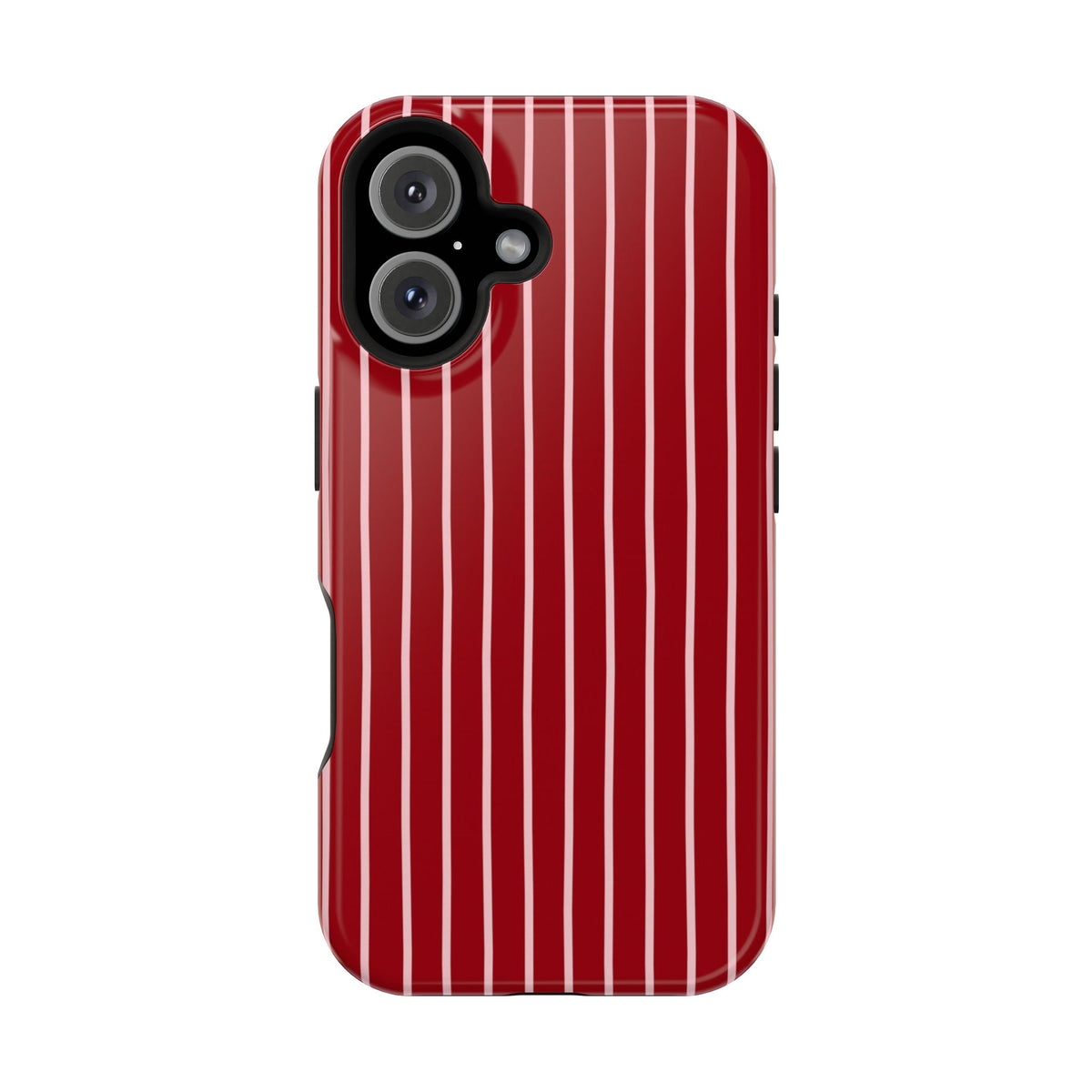 Red Pinstripe MagSafe case for iPhone 16, glossy finish
