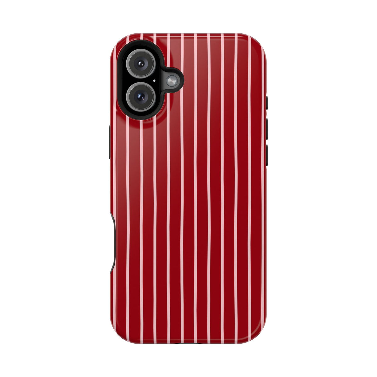 Red Pinstripe MagSafe case for iPhone 16 Plus, glossy finish