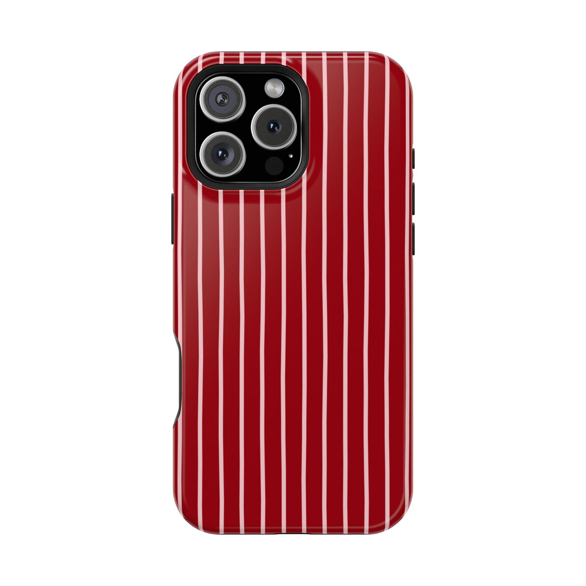 Red Pinstripe MagSafe case for iPhone 16 Pro Max, glossy finish