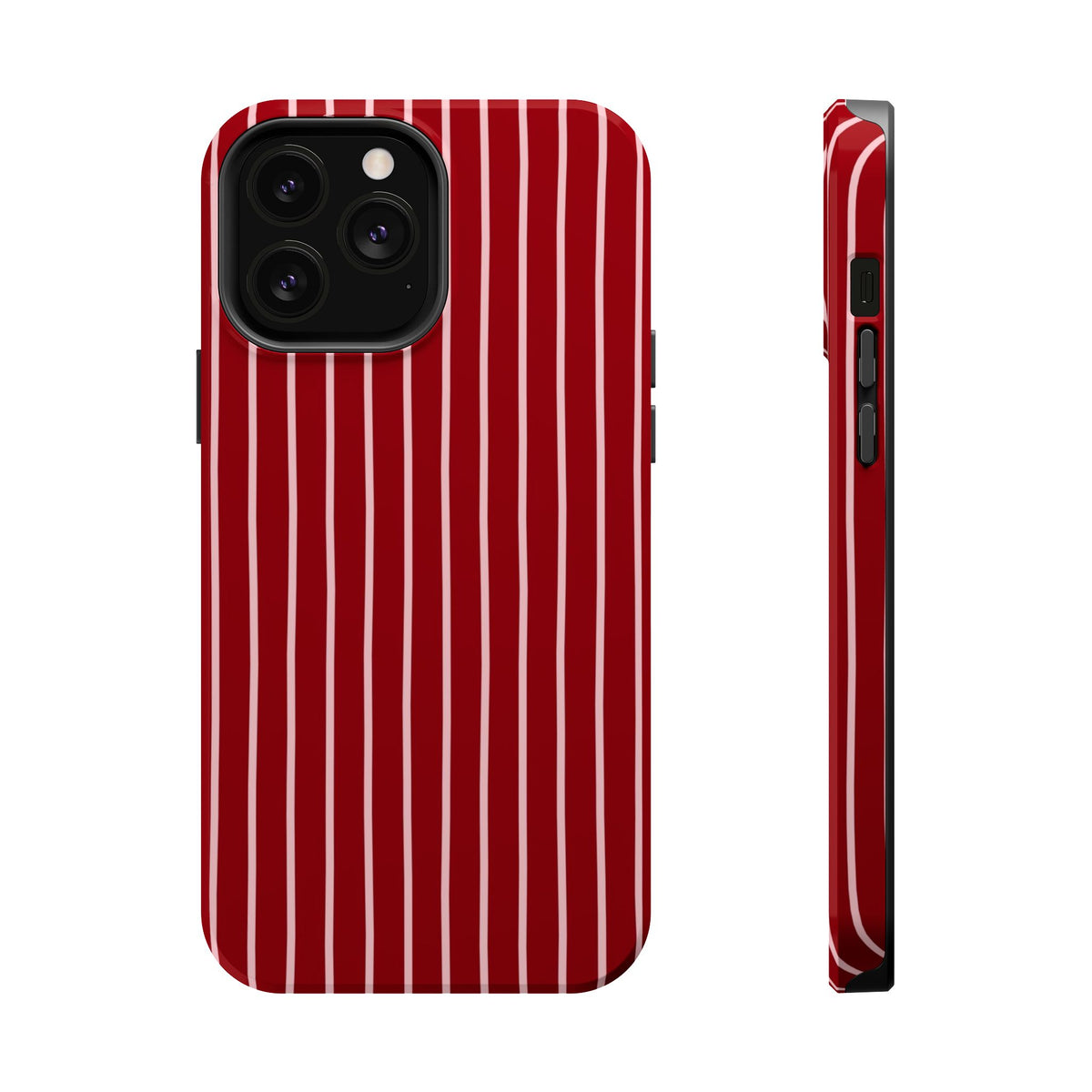 Red Pinstripe MagSafe case for iPhone 13 Pro Max, glossy finish