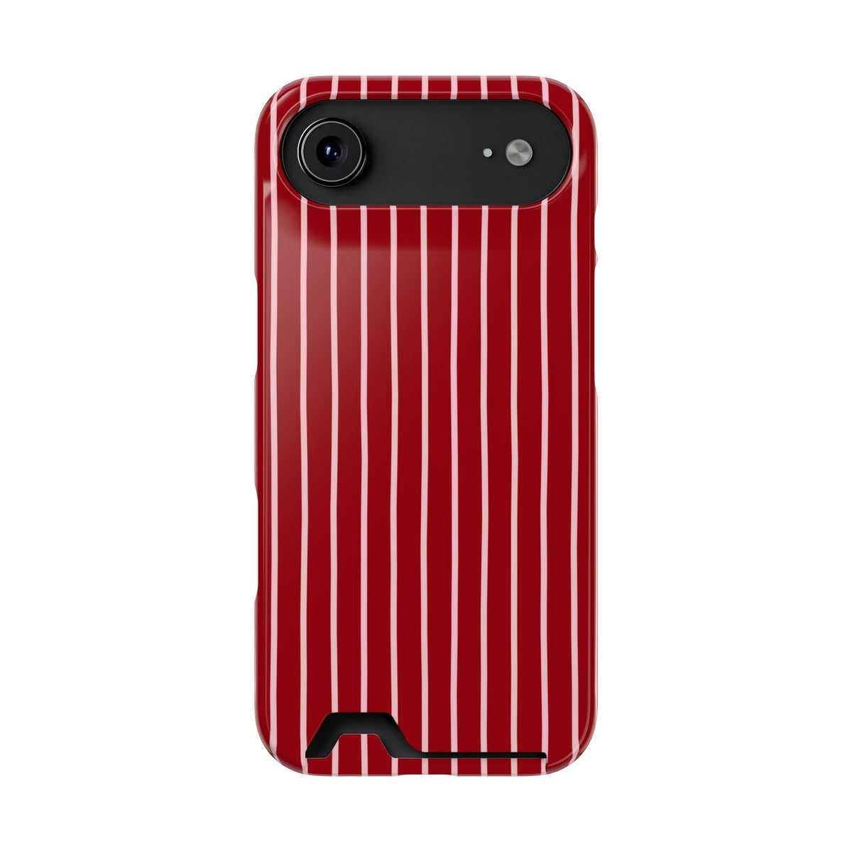 Red Pinstripe phone case with card holder for iPhone 17 Air, glossy finish