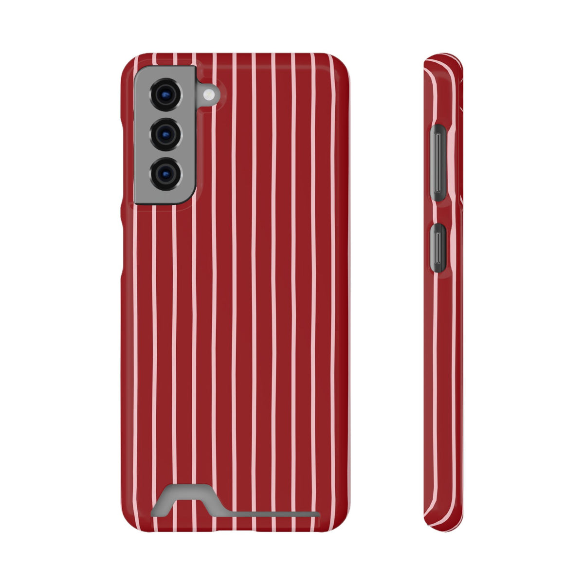 Red Pinstripe phone case with card holder for Samsung Galaxy S21, glossy finish