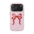 Red Ribbon Bow protective phone case for iPhone 18 Pro, glossy finish