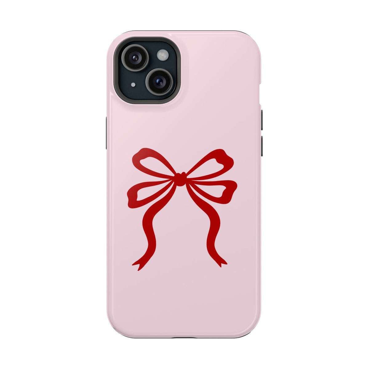 Red Ribbon Bow protective phone case for iPhone 15 Plus, glossy finish