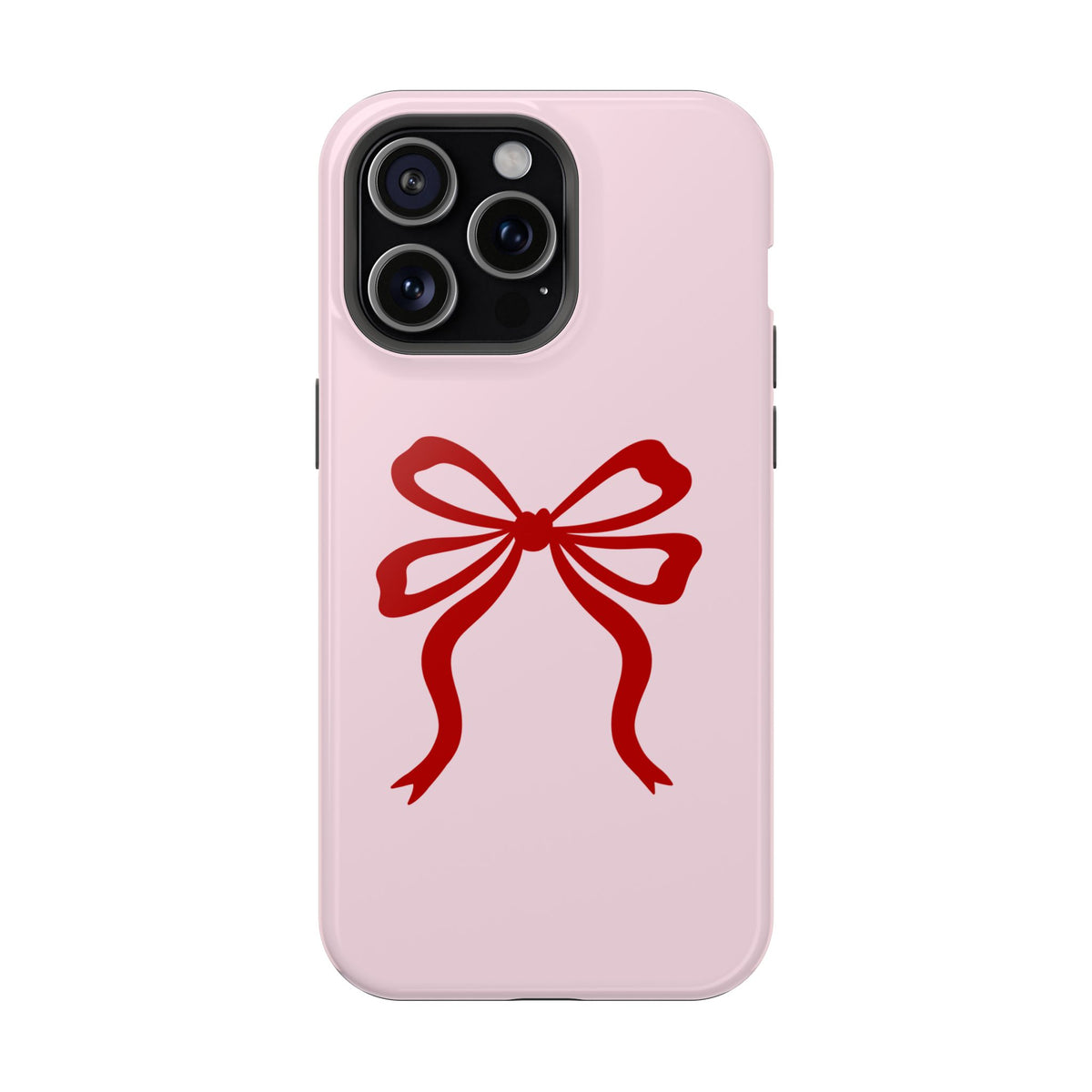 Red Ribbon Bow protective phone case for iPhone 15 Pro Max, glossy finish