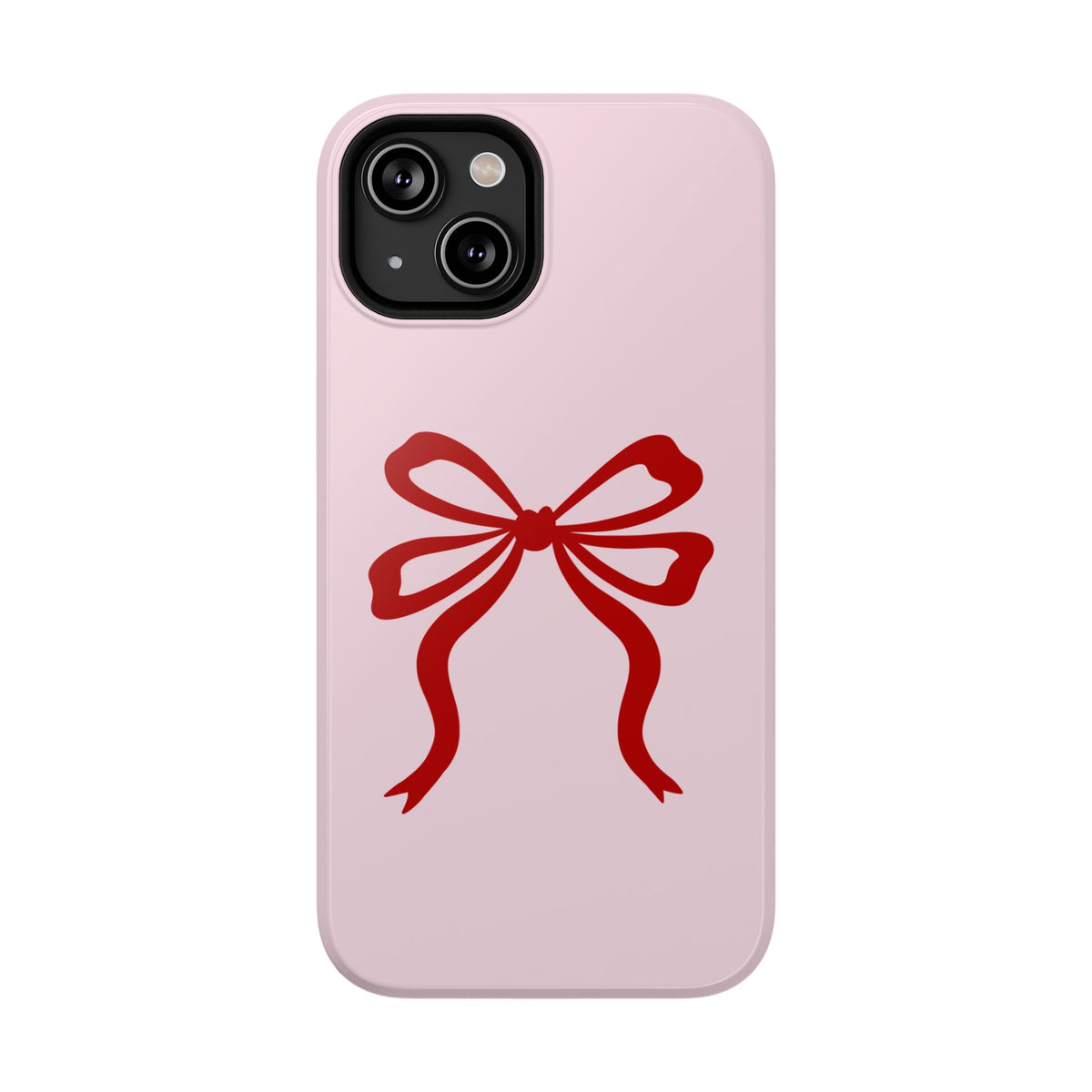 Red Ribbon Bow protective phone case for iPhone 14, glossy finish