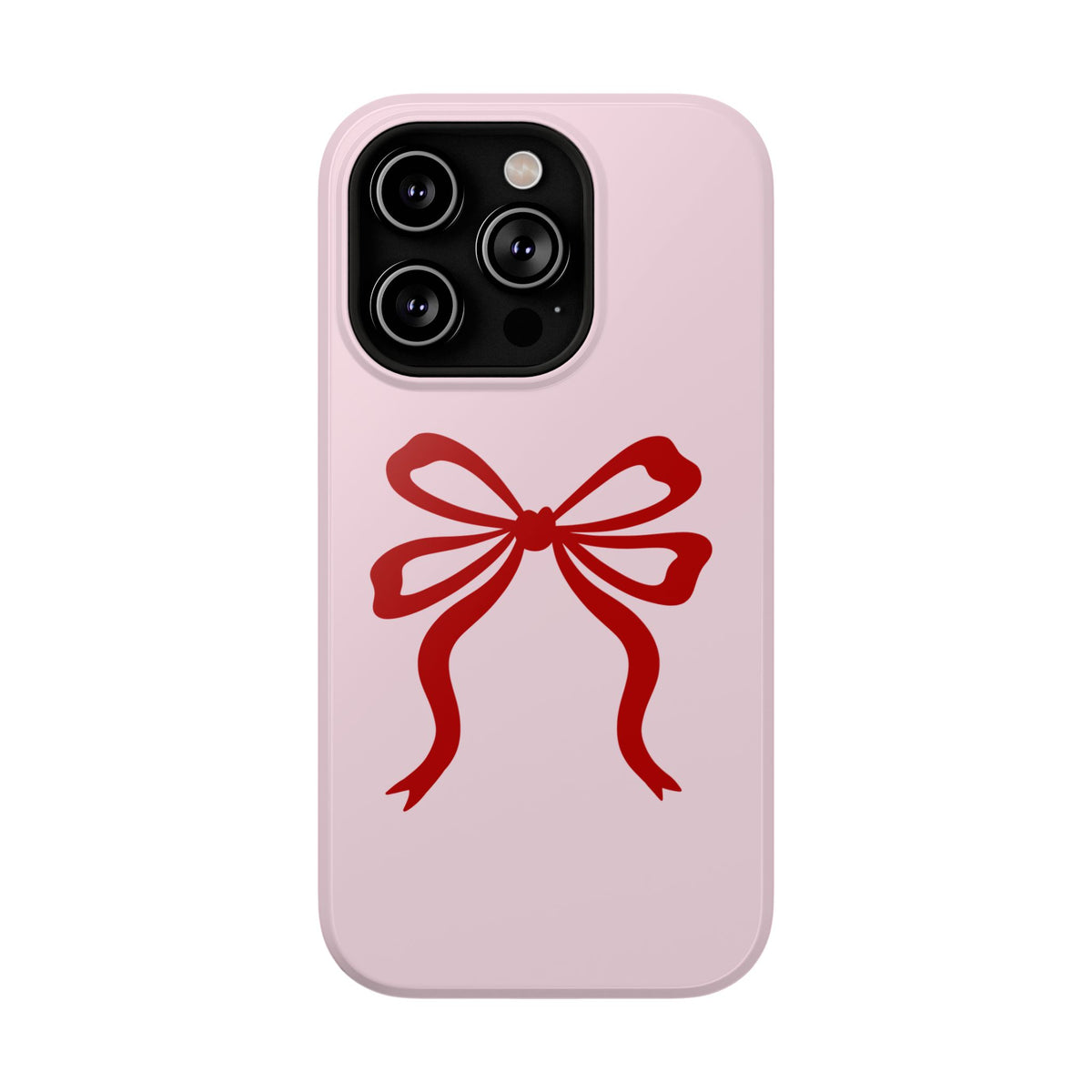Red Ribbon Bow protective phone case for iPhone 14 Pro, glossy finish
