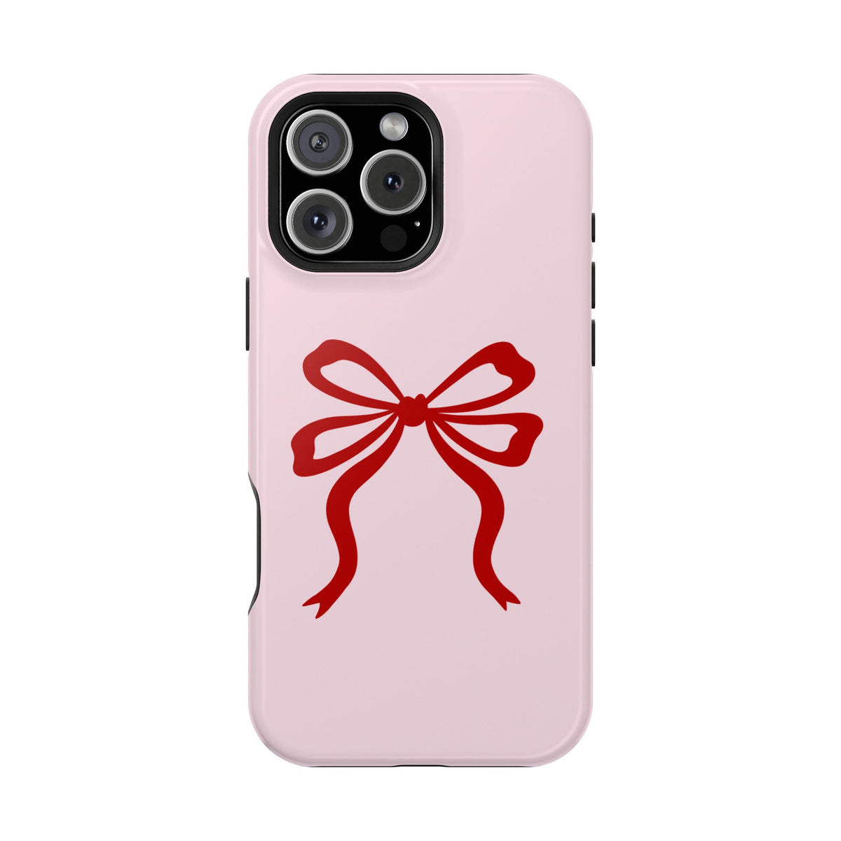 Red Ribbon Bow protective phone case for iPhone 16 Pro Max, glossy finish